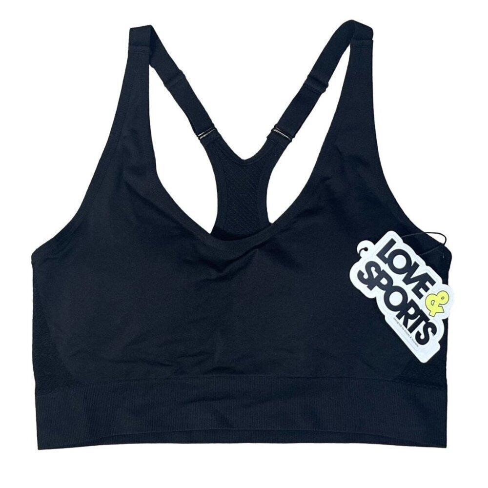 New Love & Sports Bra Athletic Black Soot Crossback Size XXL (20)